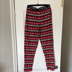 Little Blue House Men’s Large Red Gray Moose Patterned Pajama Bottoms
